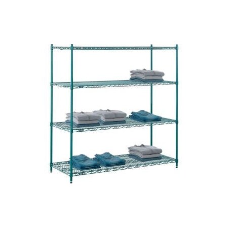 Nexel    Poly-Green   , 5 Tier, Wire Shelving Starter Unit, 72W X 18D X 74H